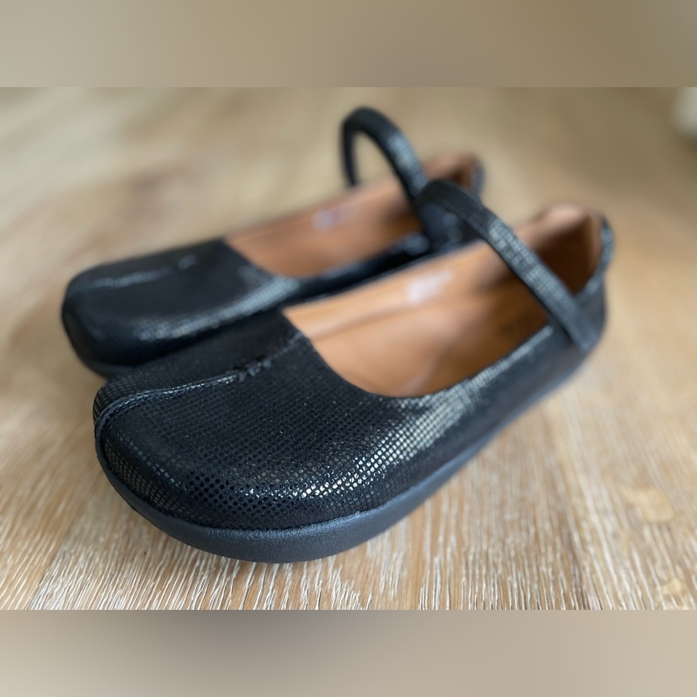 KALSO Earth SOLAR Mary Jane Black Leather Shimmer Size 9 Negative Heel - Picture 7 of 9
